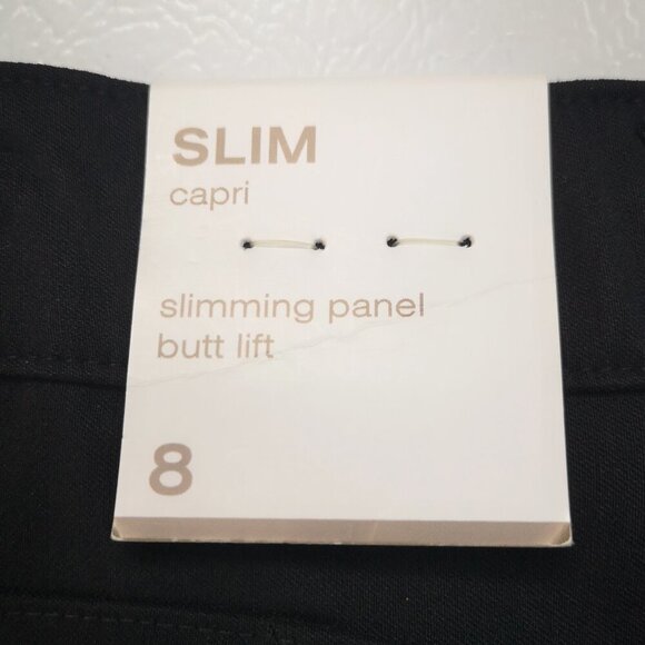 NWT Cleo Ladies Size 8 Slimming Panel Butt Lift Black Slim Capri Pants - Picture 4 of 13